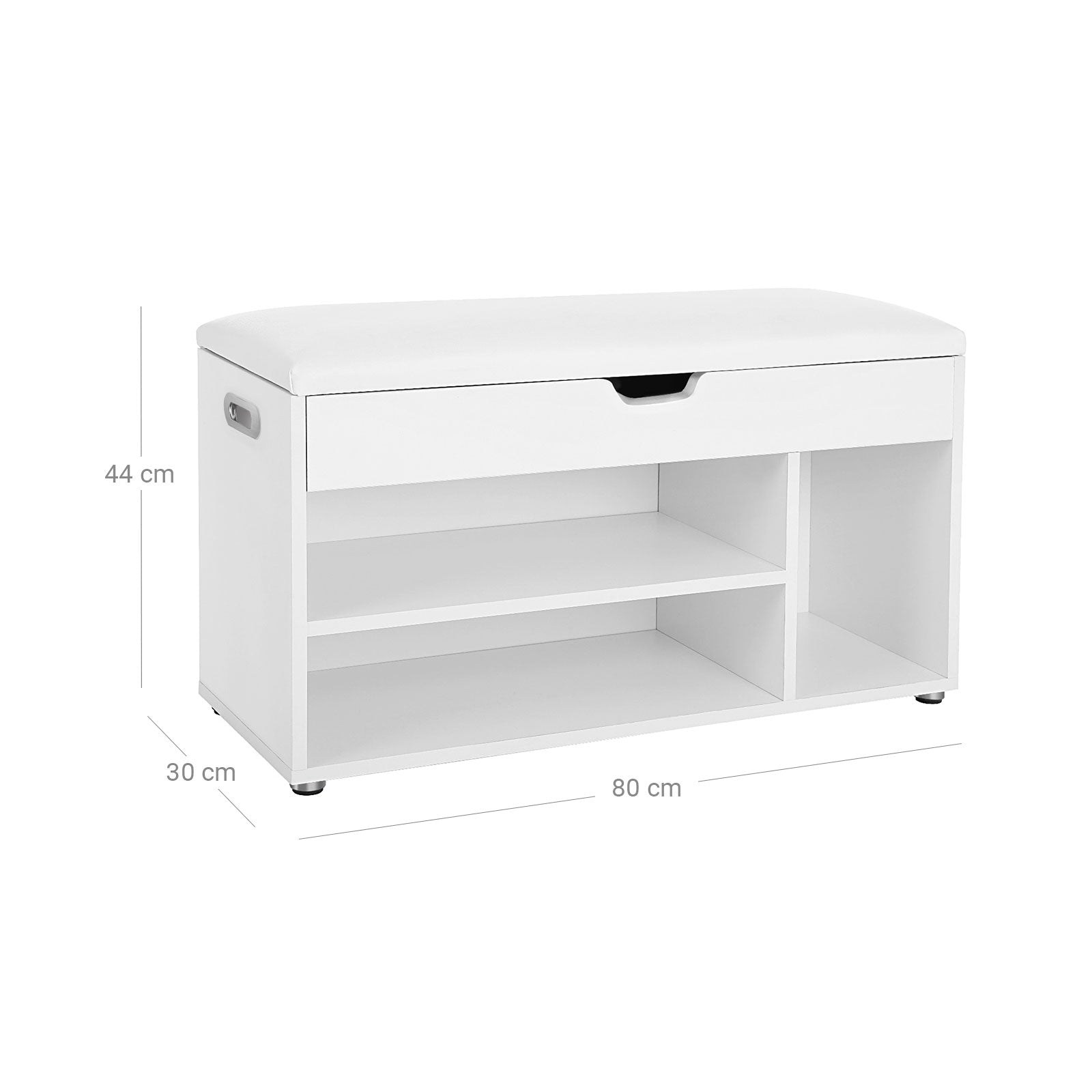 Shoe Bank - med sittdynor - 3 fack - vitt