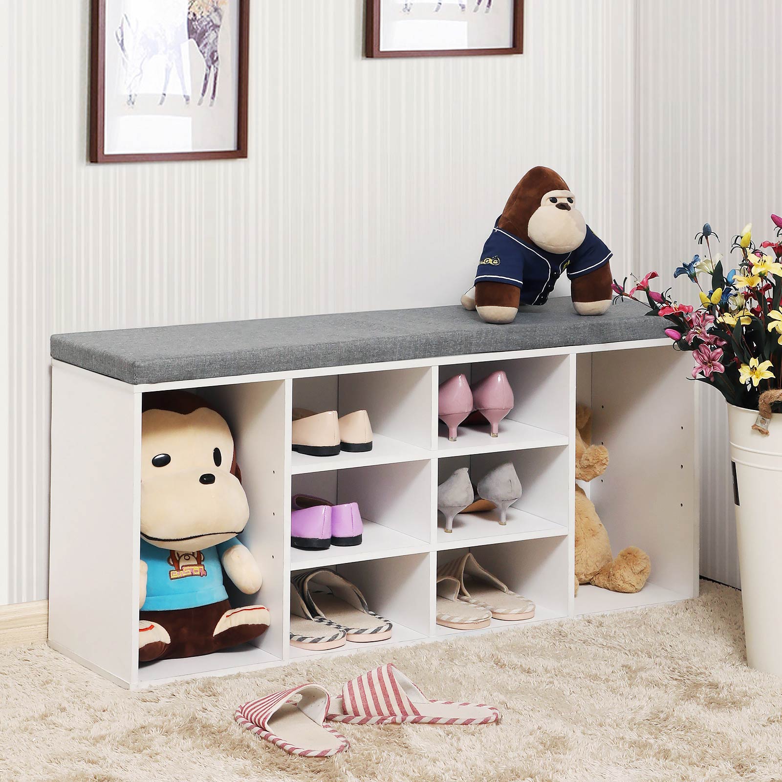 Shoe Bank - 10 fack - soffa - vit