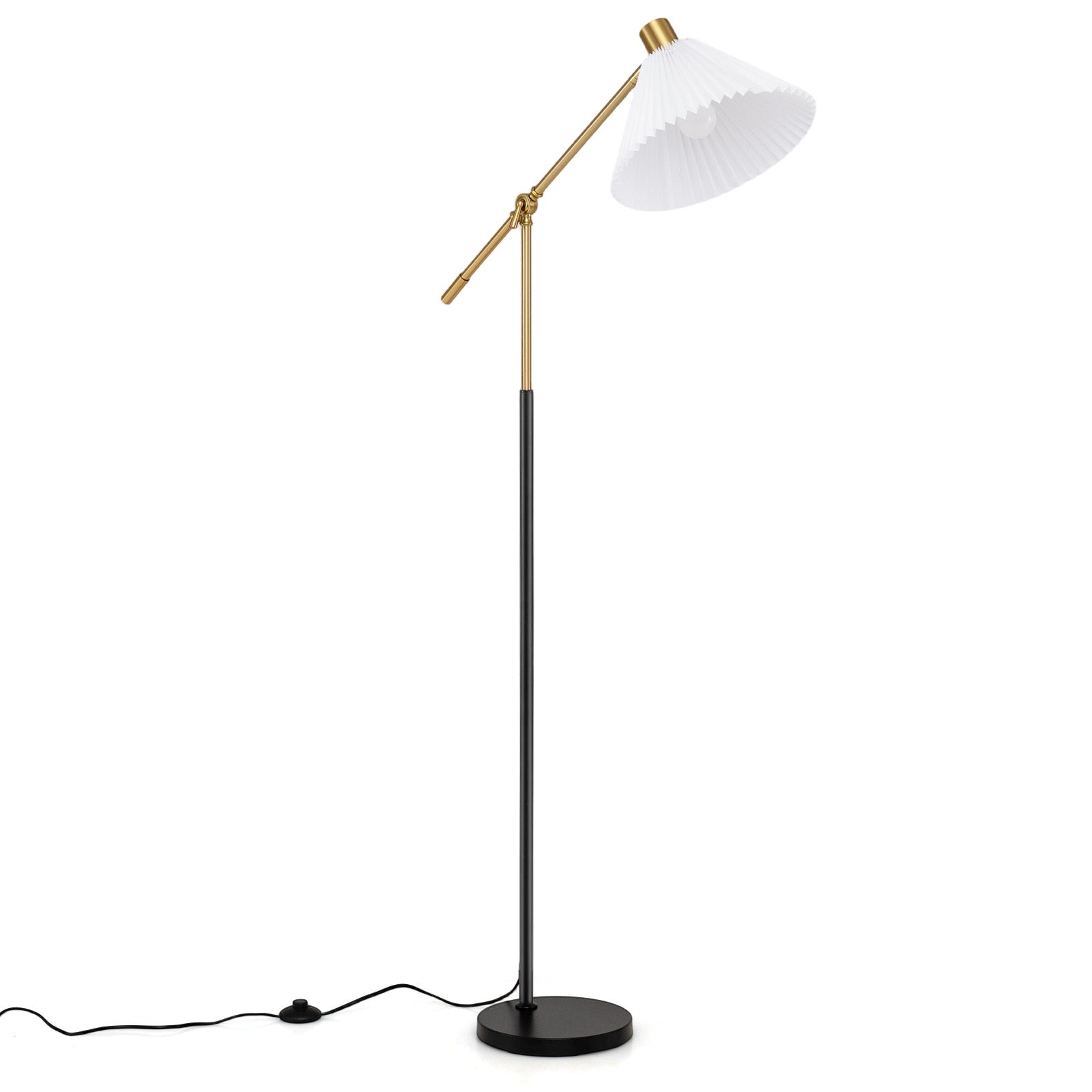 Golvlampa – höjdjusterbar, golvarmatur med vinkel – 157 cm