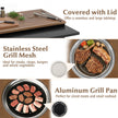 Grillvagn – Utomhus Grillbord på hjul mobil Pizzabord med koreansk kolgrill fällbart sidobord – Svart