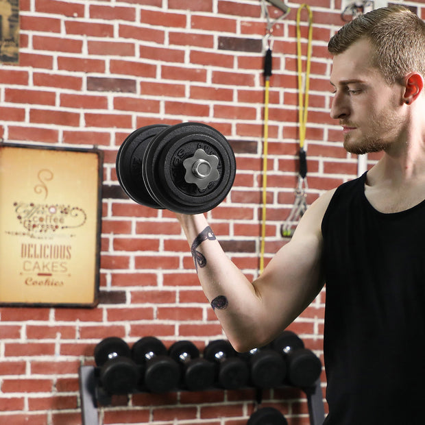 Hantelset – Hantlar i gjutjärn – 30 kg – Svart