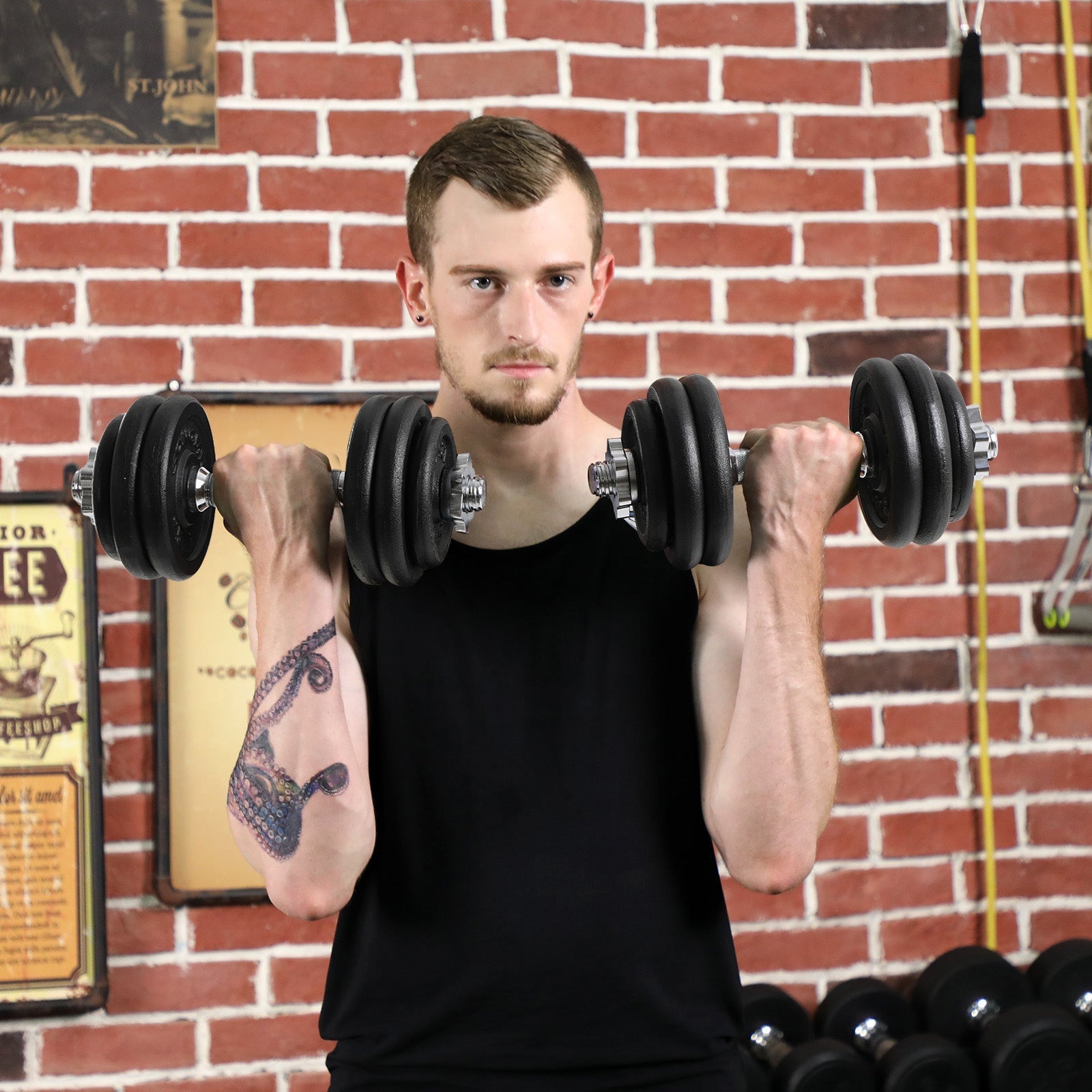 Halkerset - gjutjärn med hantlar - 30 kg - halteruppsättning
