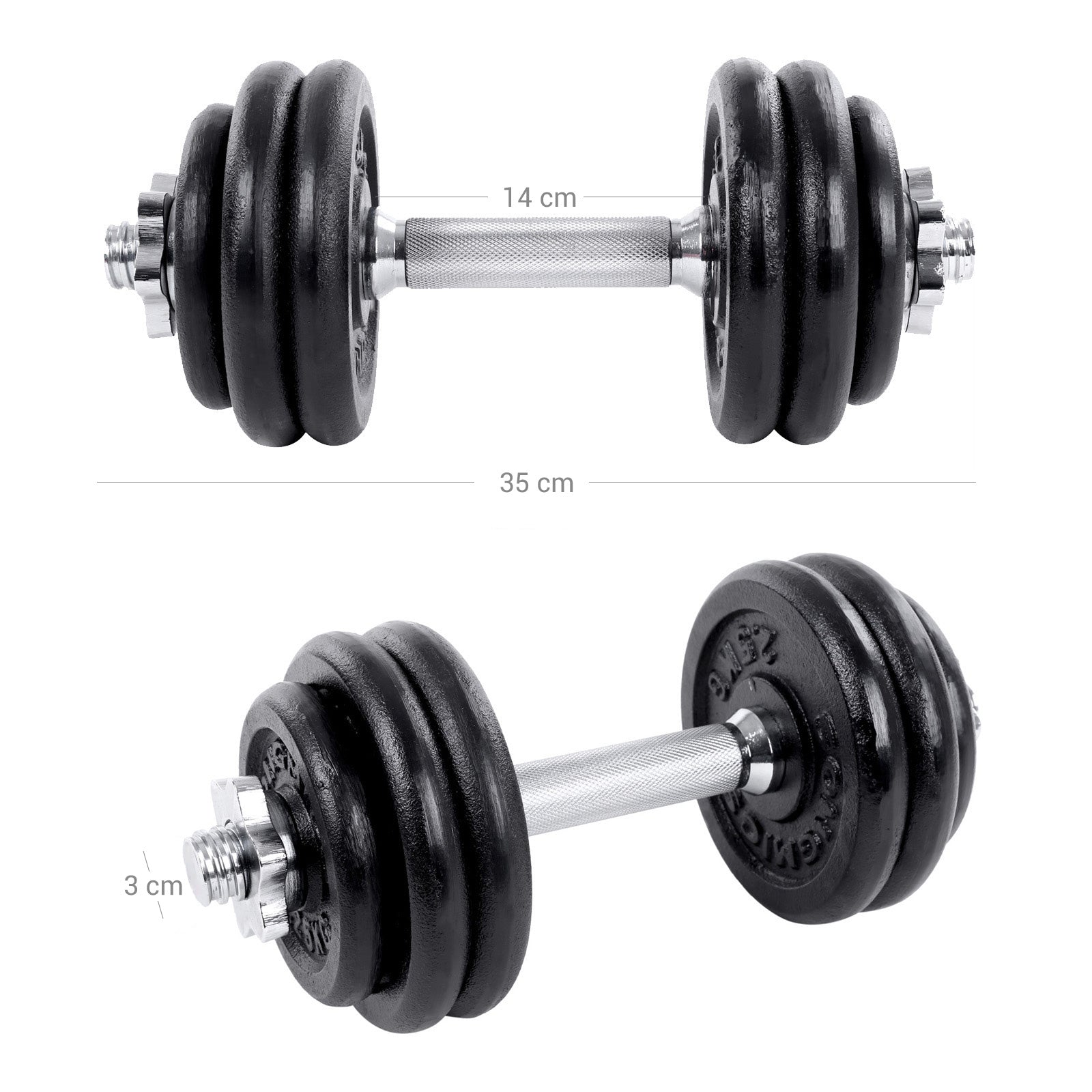 Halkerset - gjutjärn med hantlar - 30 kg - halteruppsättning