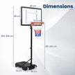 Höjdjusterbar – basketställning med hjul, handvev och fyllbar bas, – 155-210 cm