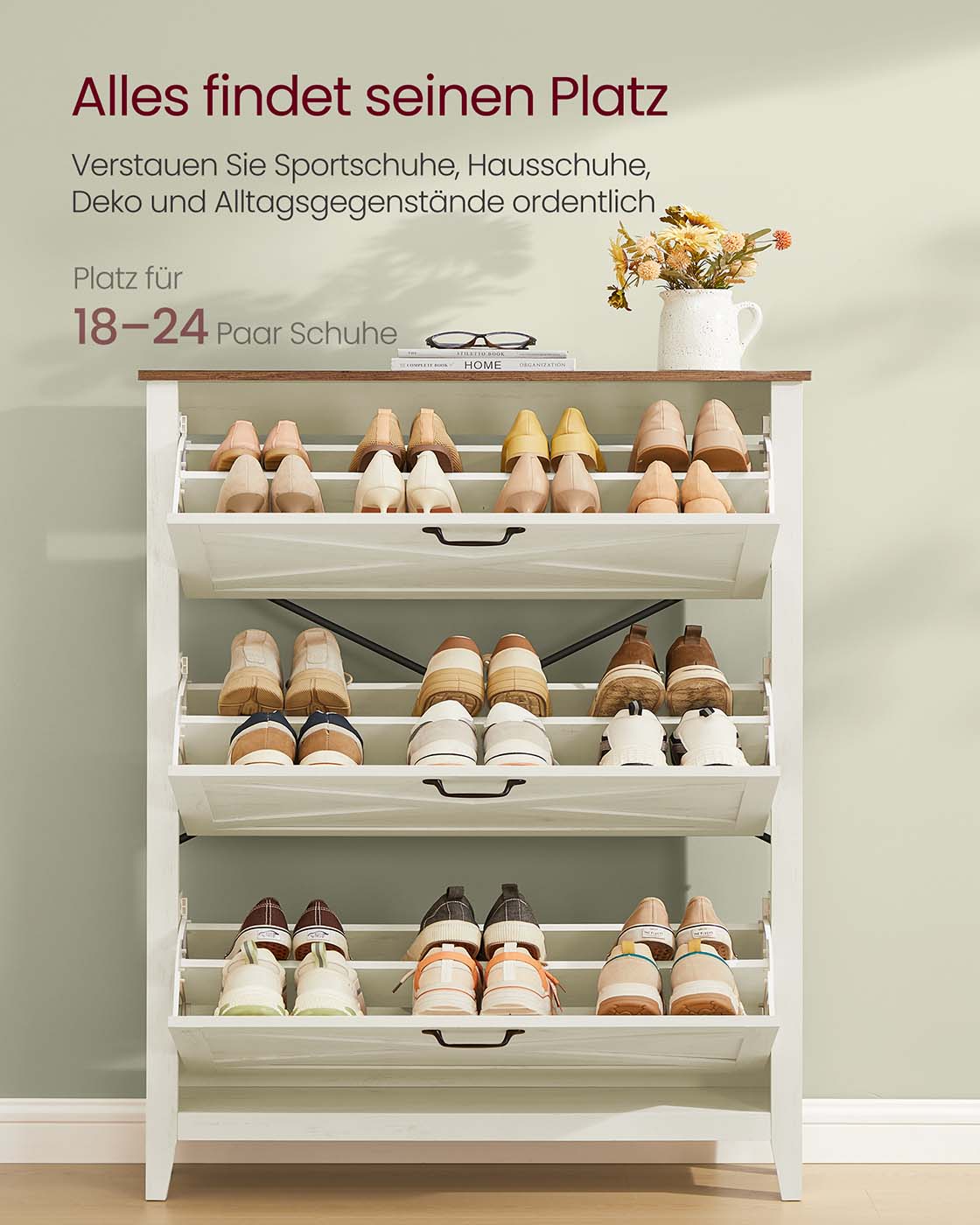 Skoskåp – 3 Ventiler – Trä – Hall eller Entré