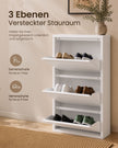 Schoenenkast – Smal – 3 Kantelbare Vakken – Staal – Magneetsluiting – Mat Wit