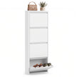 Schoenenkast – Smal – 4 Kantelbare Vakken – Staal – Magneetsluiting – Mat Wit