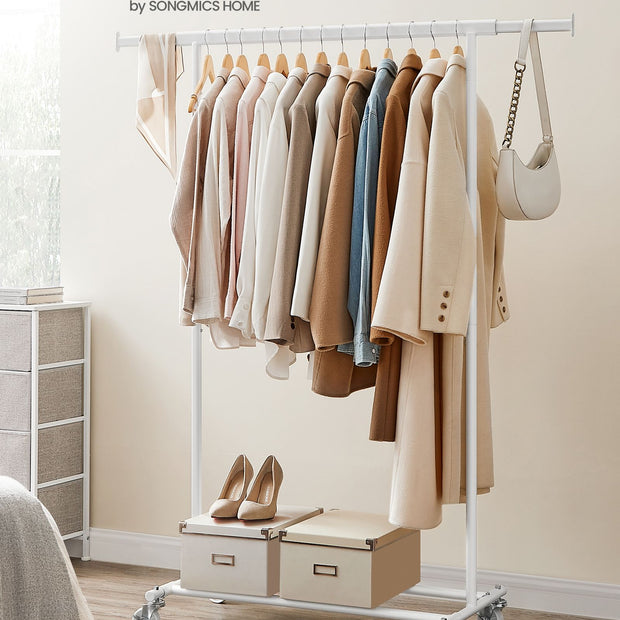 Klädställ på hjul med 90 kg lastkapacitet, klassisk vit