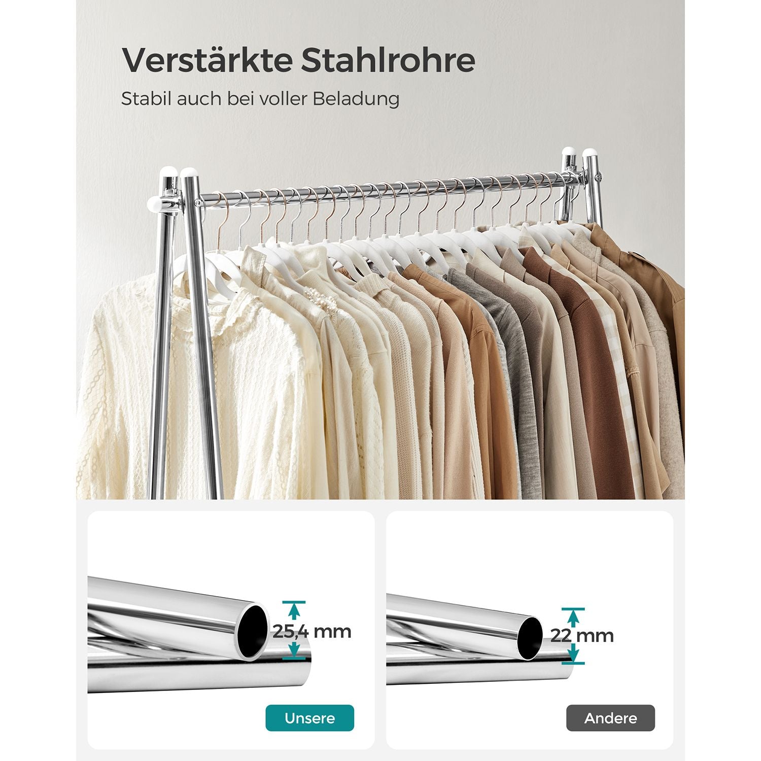 Klädställ - Stål - med silverplank
