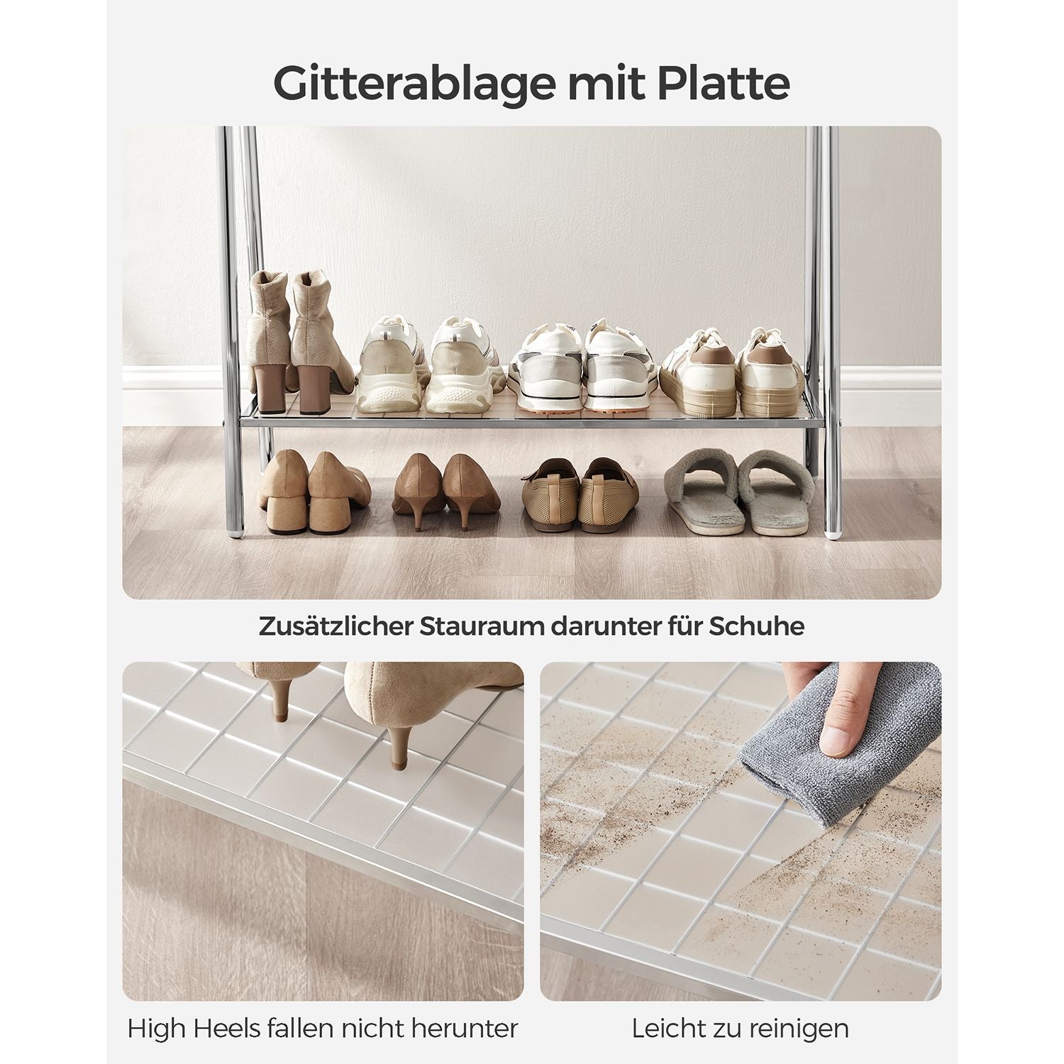 Klädställ - Stål - med silverplank