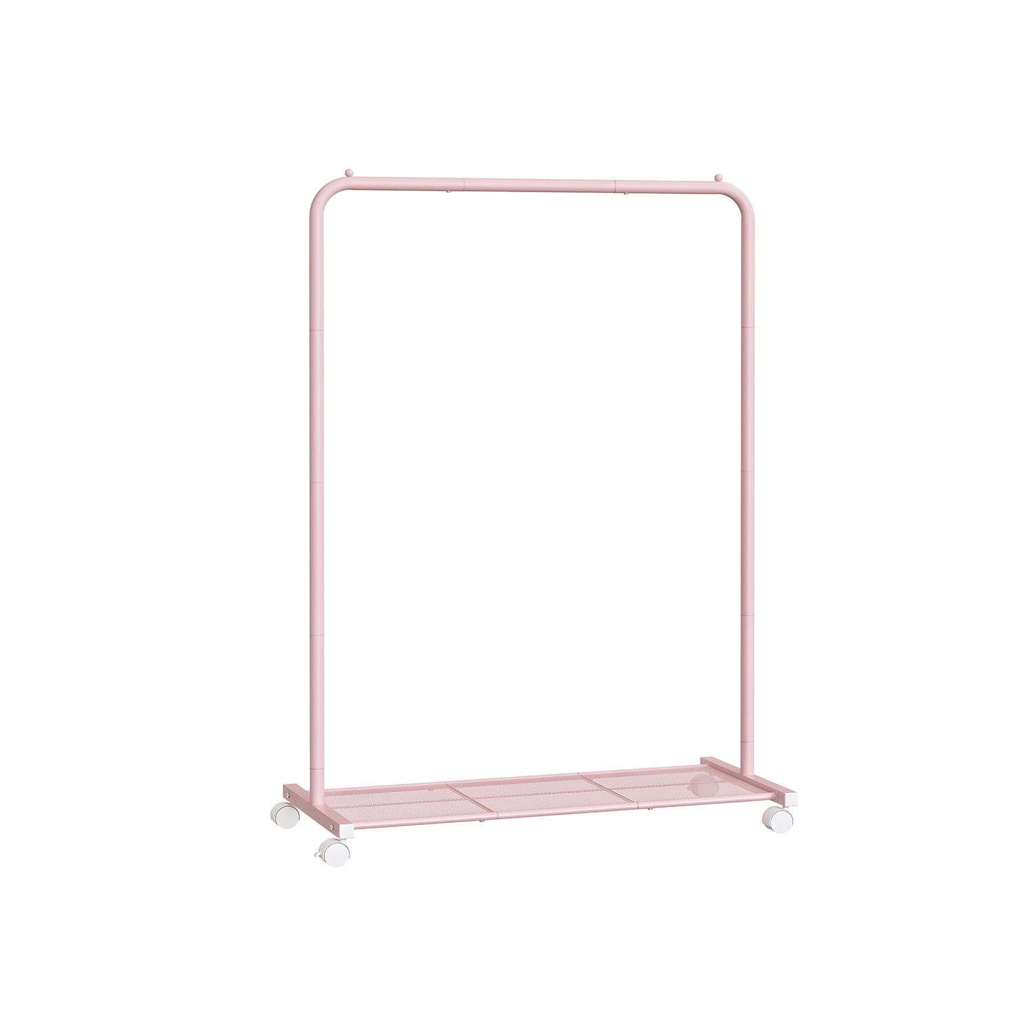 Klädställ 91 cm brett på pastellrosa hjul