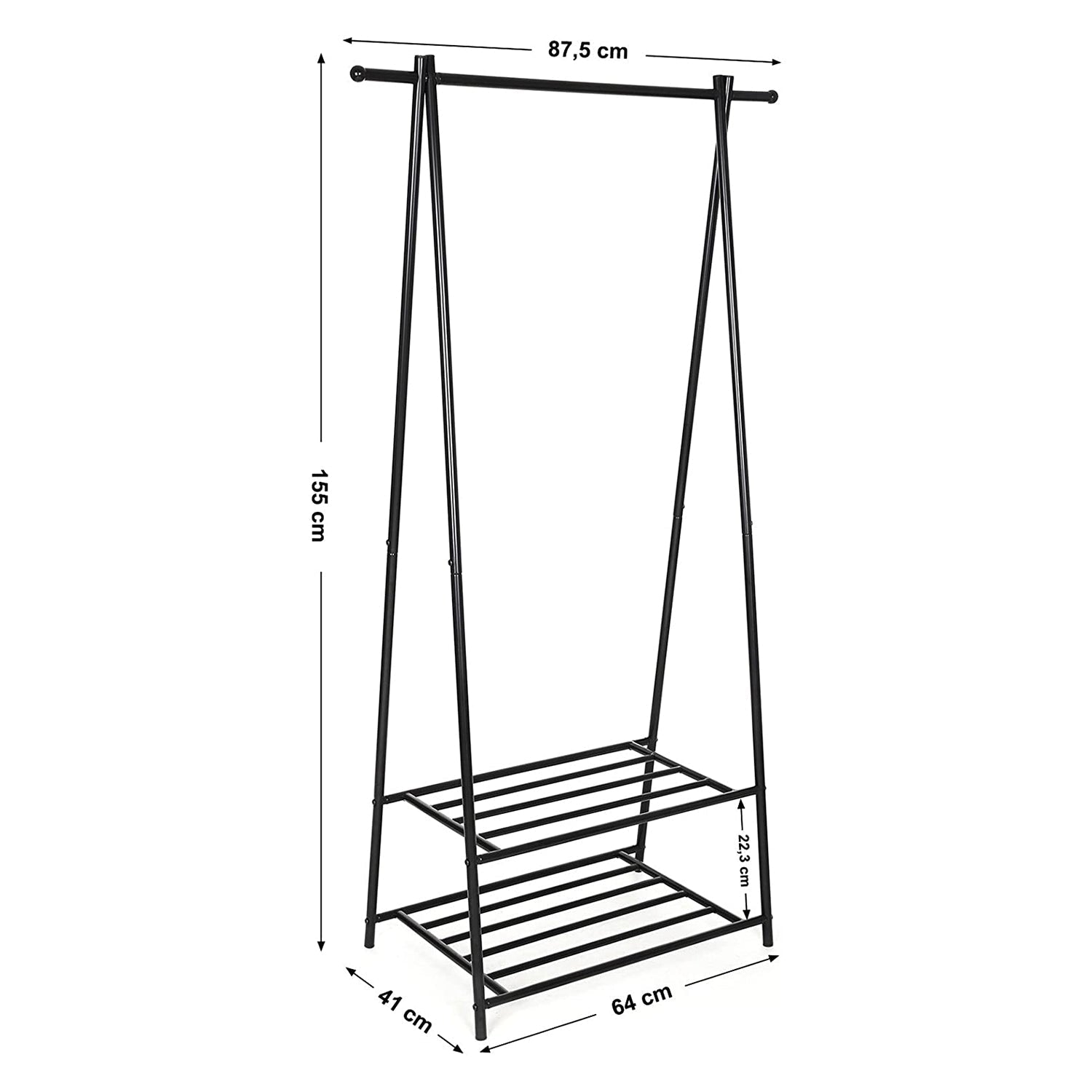 Klädställ - med skostång - Metal - svart