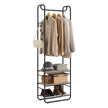 Kapstok - 181 cm - Met Schoenenrek - Scandinavische Stijl - Inktzwart-Camelbruin