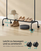 Klädställ på hjul 103,5 cm brett bläck