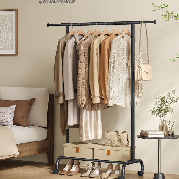 Klädställ på hjul - Lastkapacitet 45 kg - Bläcksvart