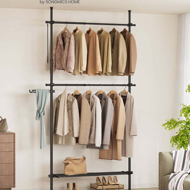 Klädställ – Golv till tak – Stål – Mattsvart