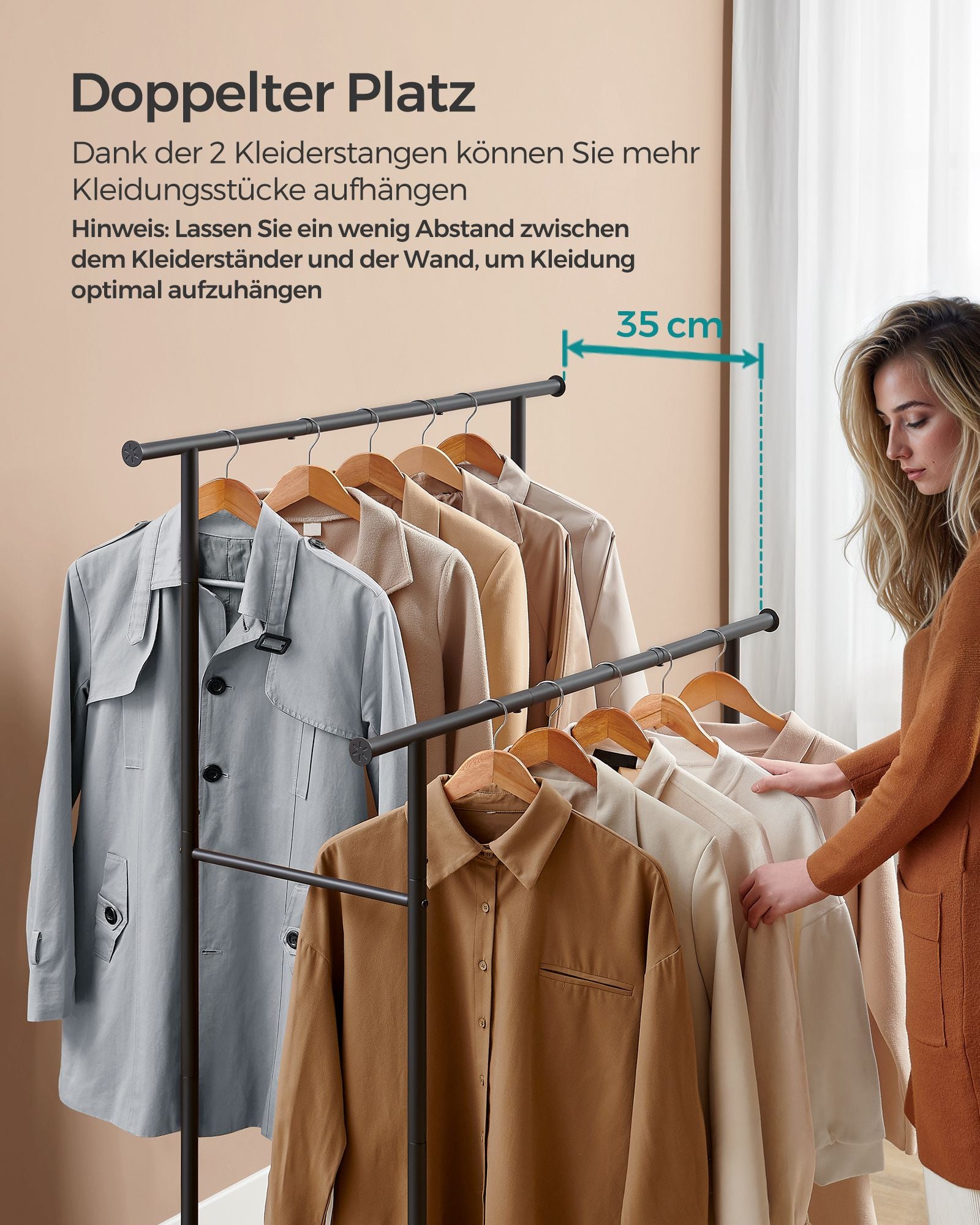 Klädställ - på hjul - Vintage Brown & Ink -zwart