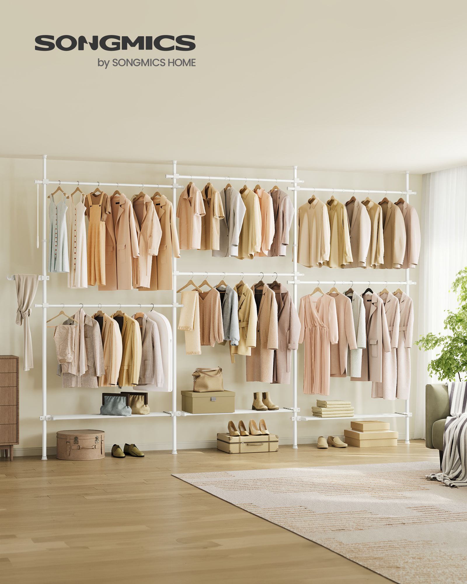 Klädställ - tak högt - 33,5 × (240–353) × (208–310) cm