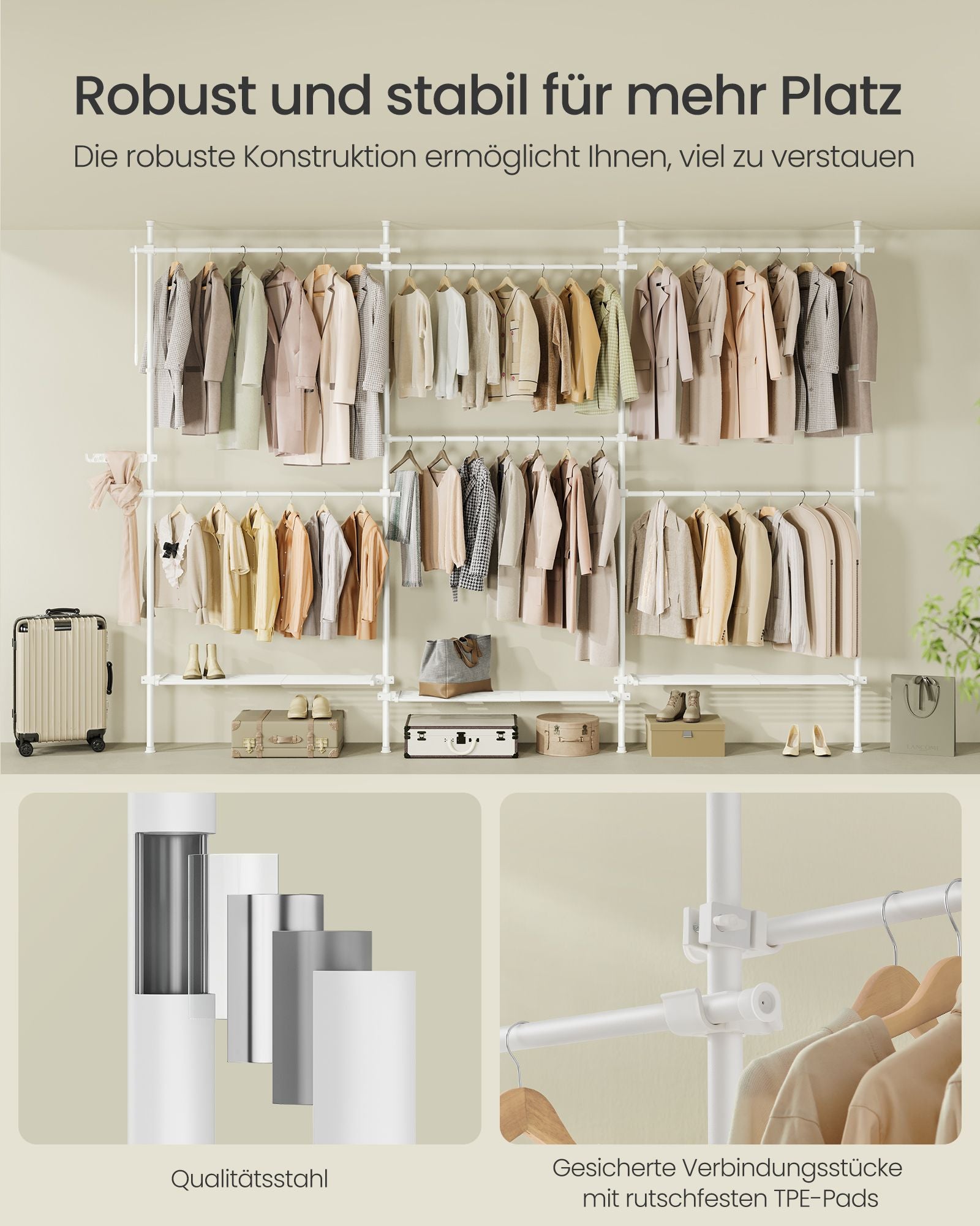 Klädställ - tak högt - 33,5 × (240–353) × (208–310) cm