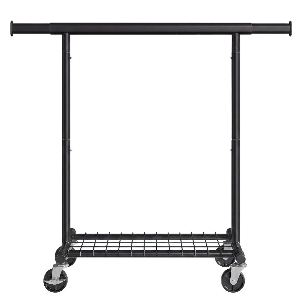 Kledingrek op Wieltjes – Uitschuifbaar 92-132 cm – Met Onderplank – Tot 180 kg – Zwart