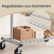 Kledingrek op Wieltjes – Uitschuifbaar 92-132 cm – Met Onderplank – Tot 180 kg – Zilver