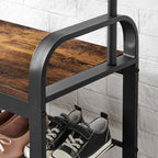 Coat Rack - med soffa - Klädstativ med 9 avtagbara krokar - 2 GASE BARTER - BROWN