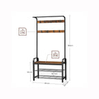 Coat Rack - med soffa - Klädstativ med 9 avtagbara krokar - 2 GASE BARTER - BROWN