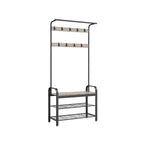 Coat Rack - med soffa - Klädstativ med 9 avtagbara krokar - 2 GASE BARTER - BROWN