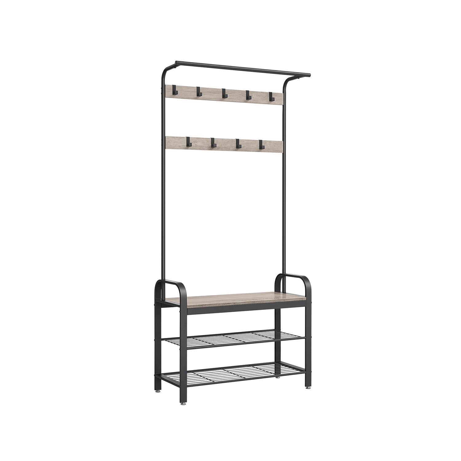 Coat Rack - med soffa - Klädstativ med 9 avtagbara krokar - 2 GASE BARTER - BROWN