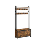 Coat Rack - Garderob med skoskåp och bänk - Klädställ - skoförvaring - Vintage Brown