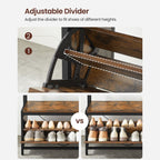 Coat Rack - Garderob med skoskåp och bänk - Klädställ - skoförvaring - Vintage Brown