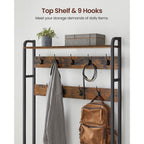 Coat Rack - Garderob med skoskåp och bänk - Klädställ - skoförvaring - Vintage Brown