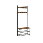 Pälsställ - sko rack med soffa - med 3 krokar - mörkbrun