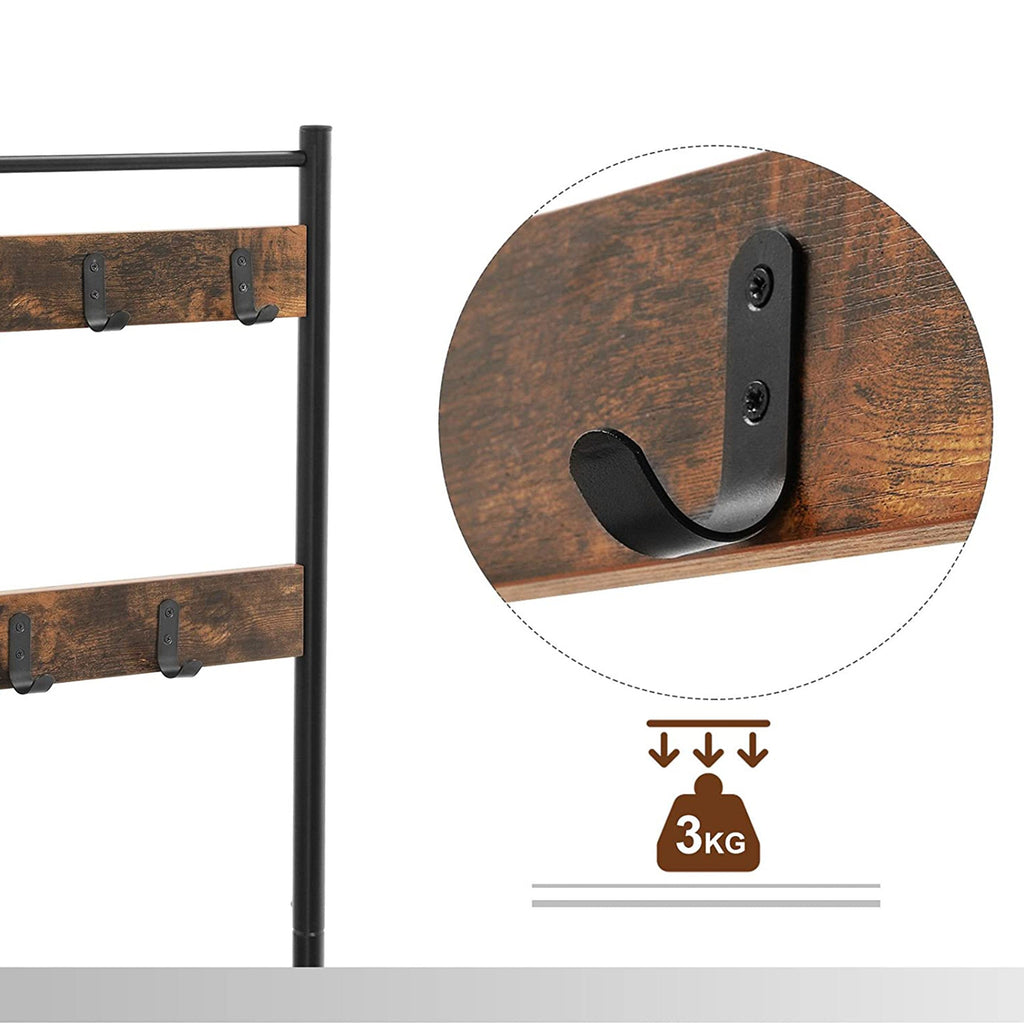 Pälsställ - sko rack med soffa - med 3 krokar - mörkbrun