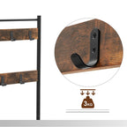Pälsställ - sko rack med soffa - med 3 krokar - mörkbrun