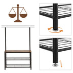 Pälsställ - sko rack med soffa - med 3 krokar - mörkbrun