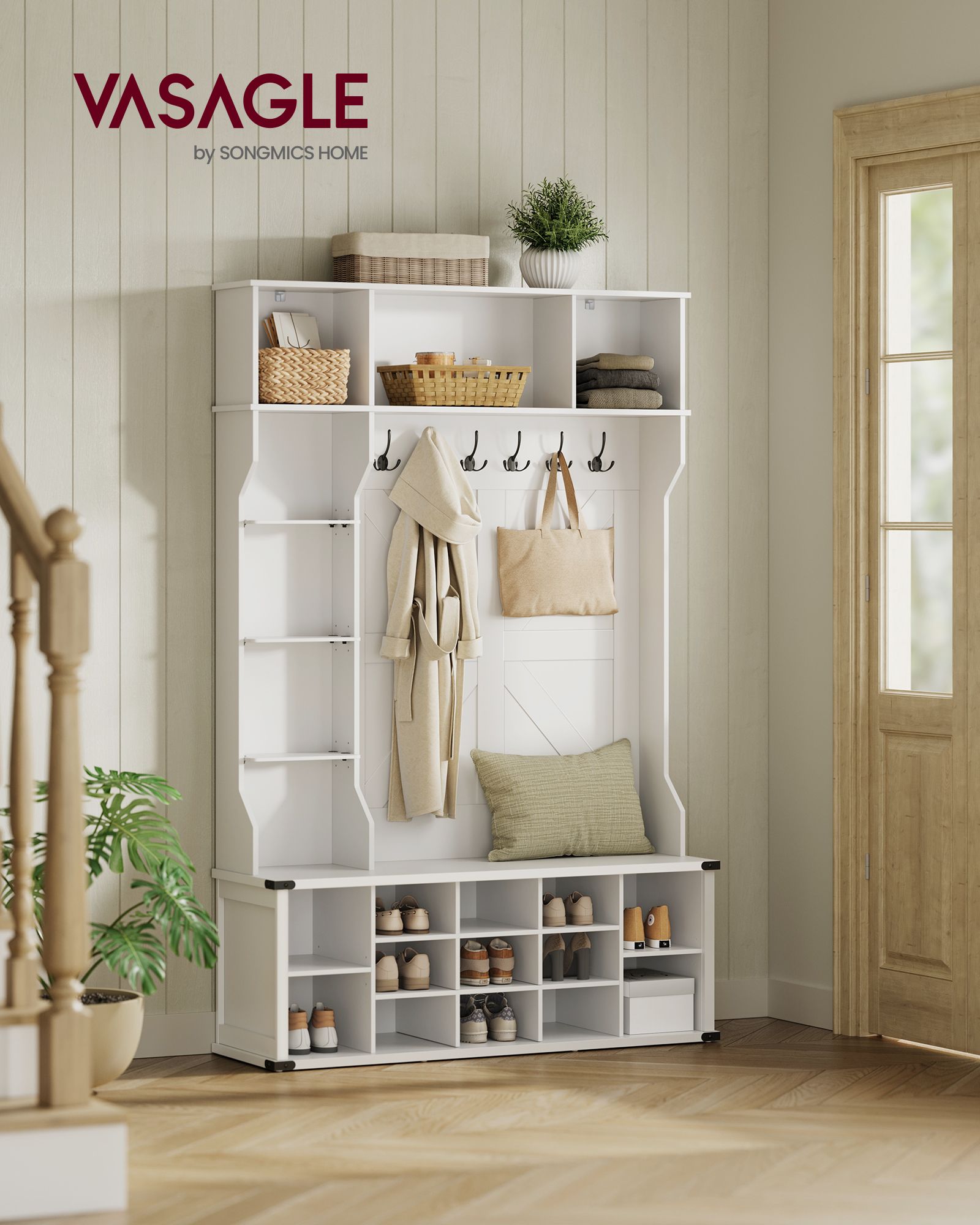 Klädstativ med skostård i country stil wolkwit