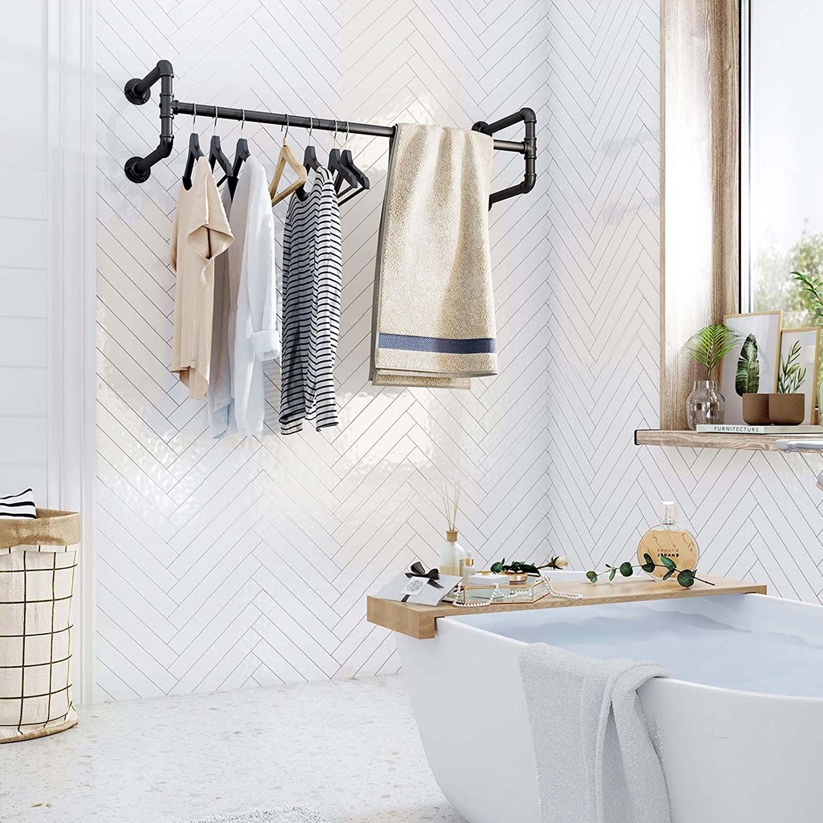 Klädställ - Industrial - Uppsättning av 2 klädstänger - Svart