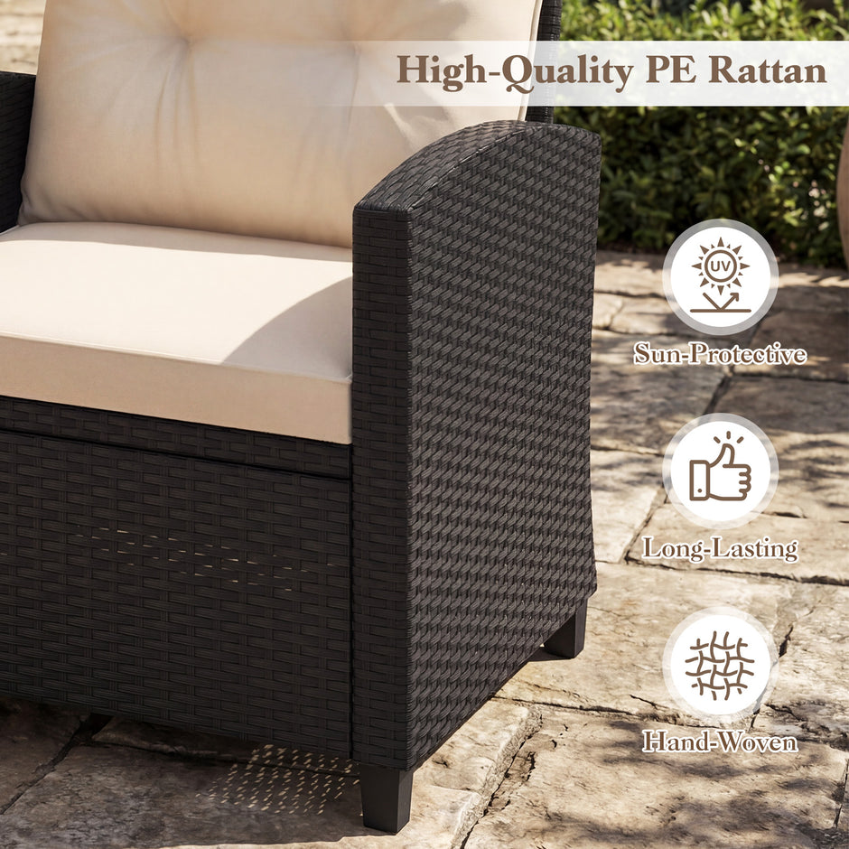 delars – Rattan Trädgårdsmöbelset inklusive fåtöljer och sidobord, sittgrupp med kuddar – 3 2 1 – Beige