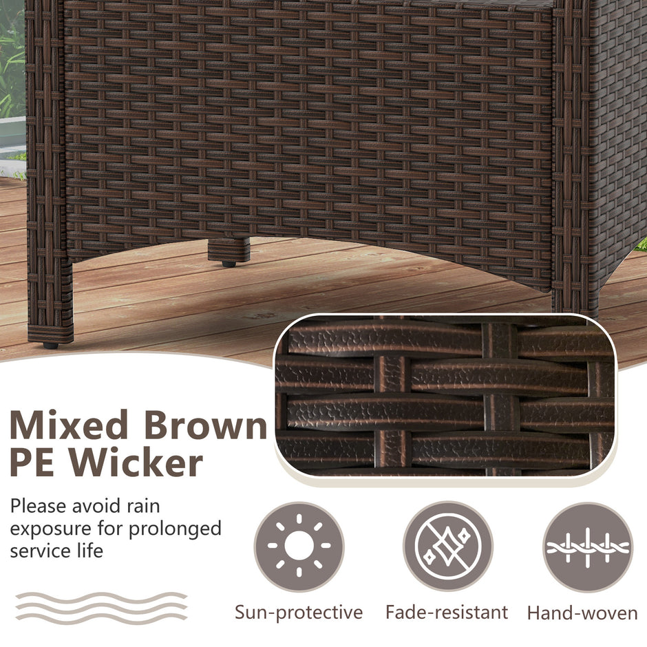 pack – fotpallar i PE rattan trädgårdspallar med avtagbara sittkuddar metallkonstruktion – 2 – Beige