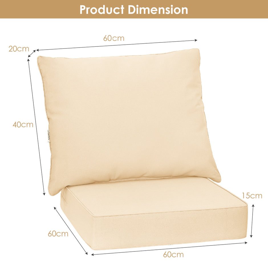 Klädsel – till trädgårdsmöbel sittdyna + ryggstöd trädgårdsstolsdynor – 60 x 60 x 15 cm 60 x 40 x 20 cm – Beige
