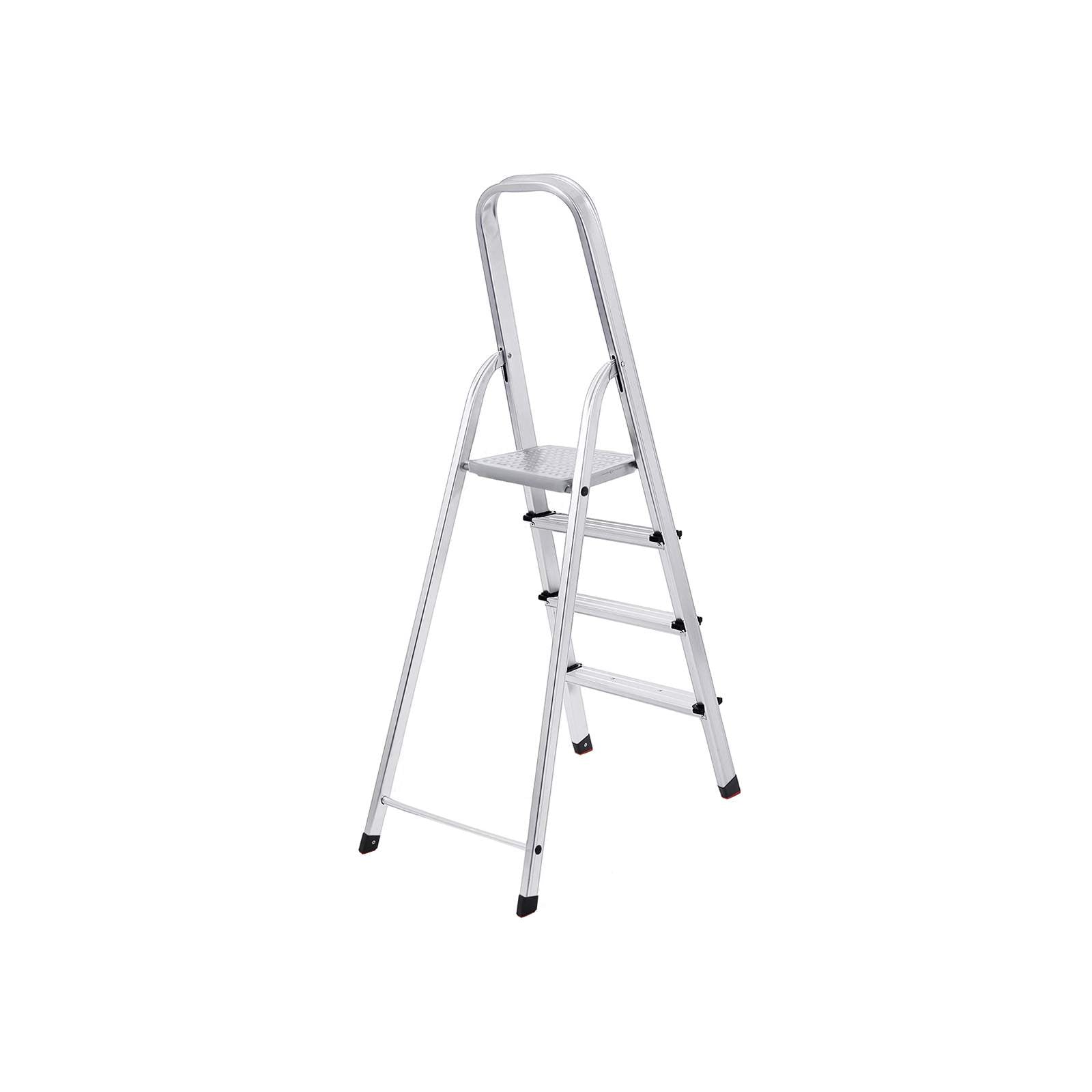Hushållsradder - 4 nivåer - aluminium - anti -slip - silver