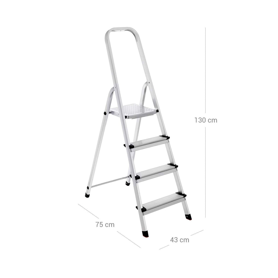 Hushållsstege – 4 nivåer – halkfri – silver