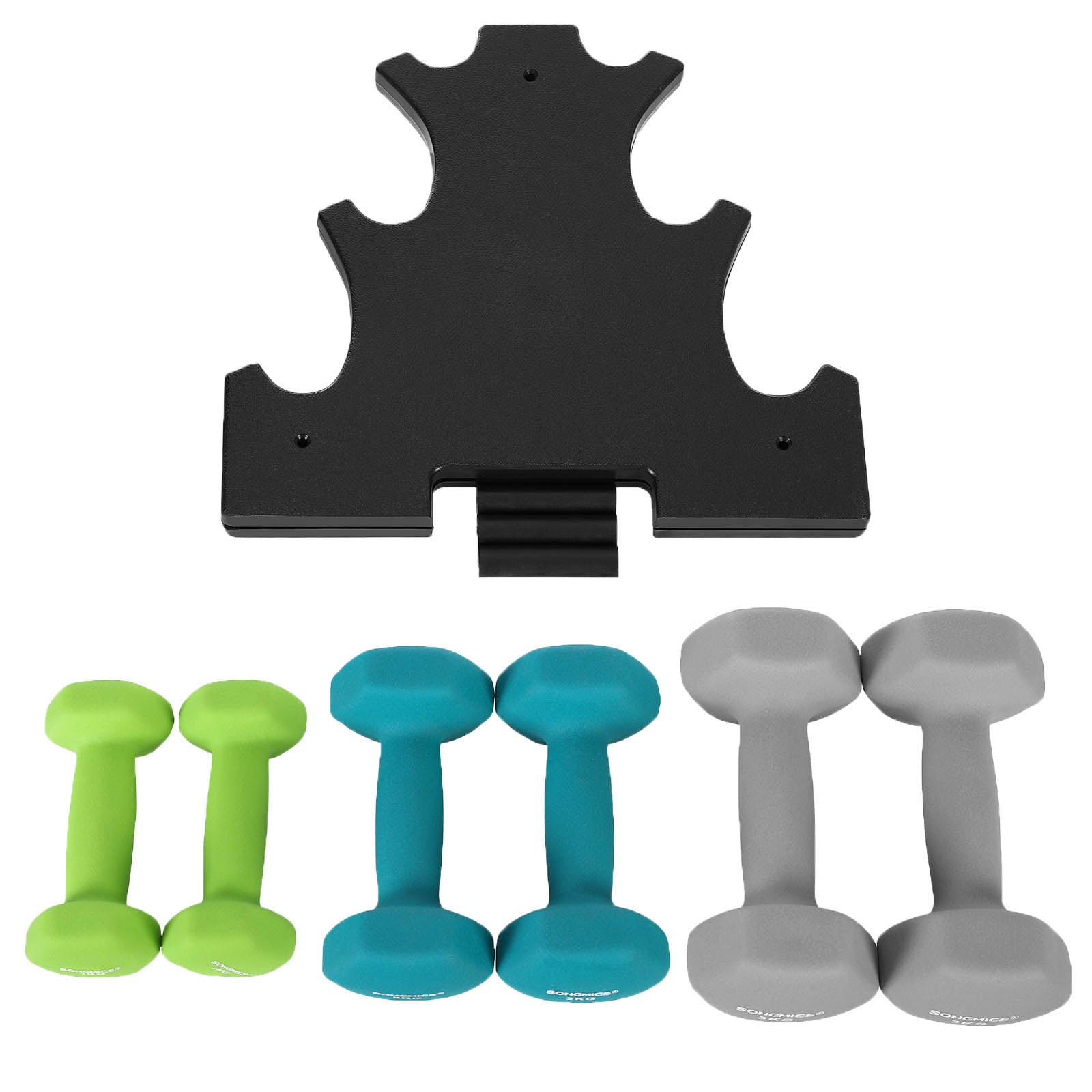 Halter Set - 6 hantlar med standard - 2 x 1 kg, 2 x 2 kg, 2 x 3 kg