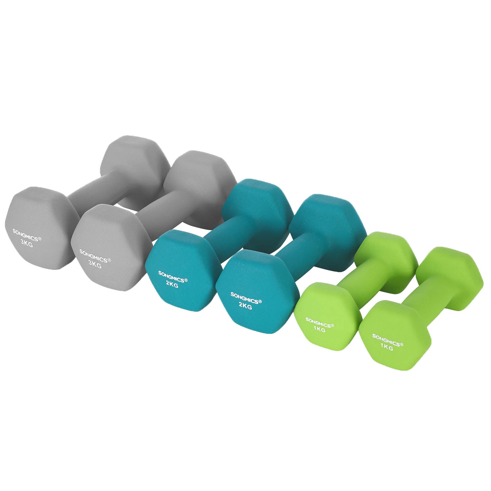 Halter Set - 6 hantlar med standard - 2 x 1 kg, 2 x 2 kg, 2 x 3 kg