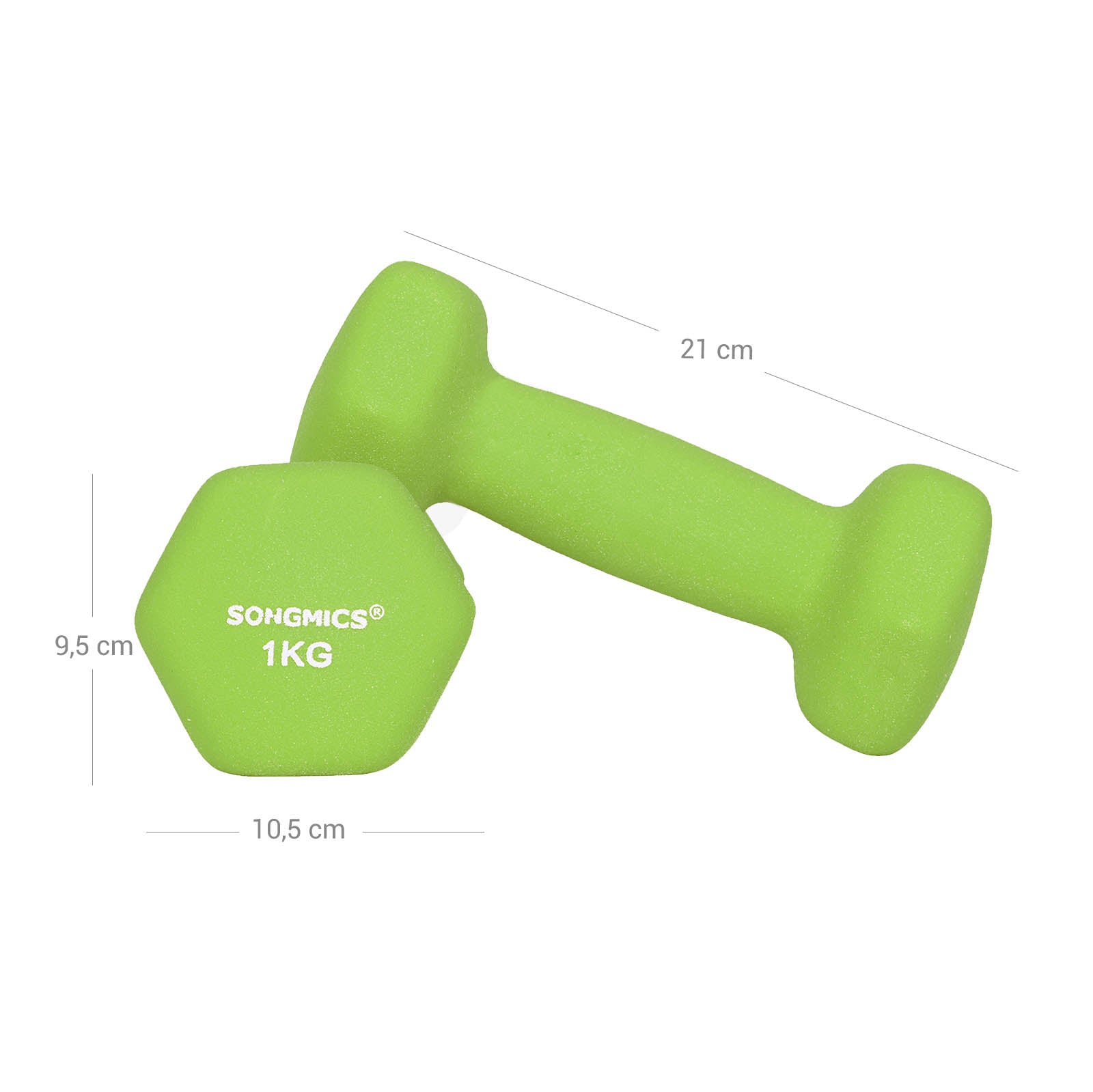 Halter Set - 6 hantlar med standard - 2 x 1 kg, 2 x 2 kg, 2 x 3 kg