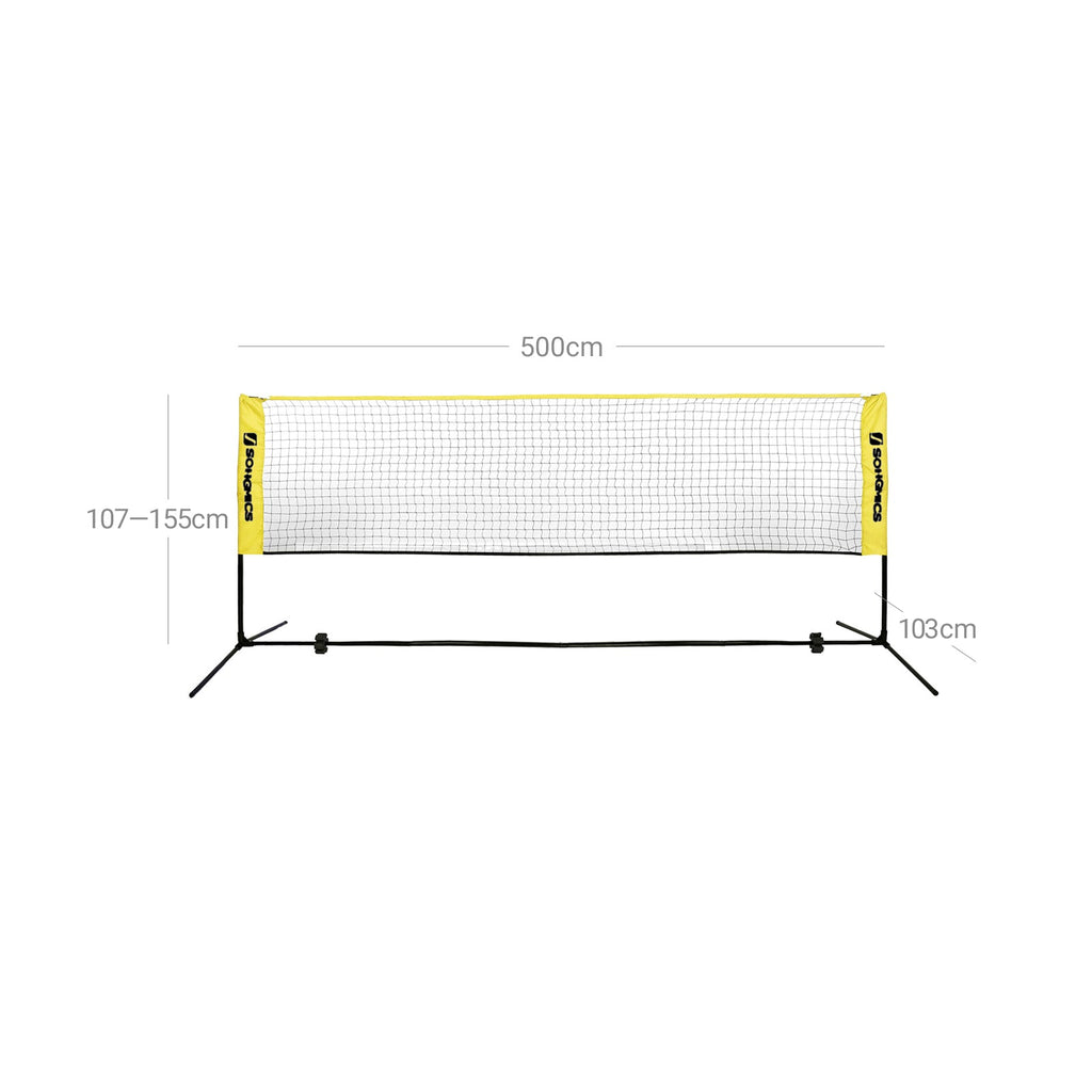 Badmintonnet - Tennisnet - Justerbar - inkl. Ram och väska - gul