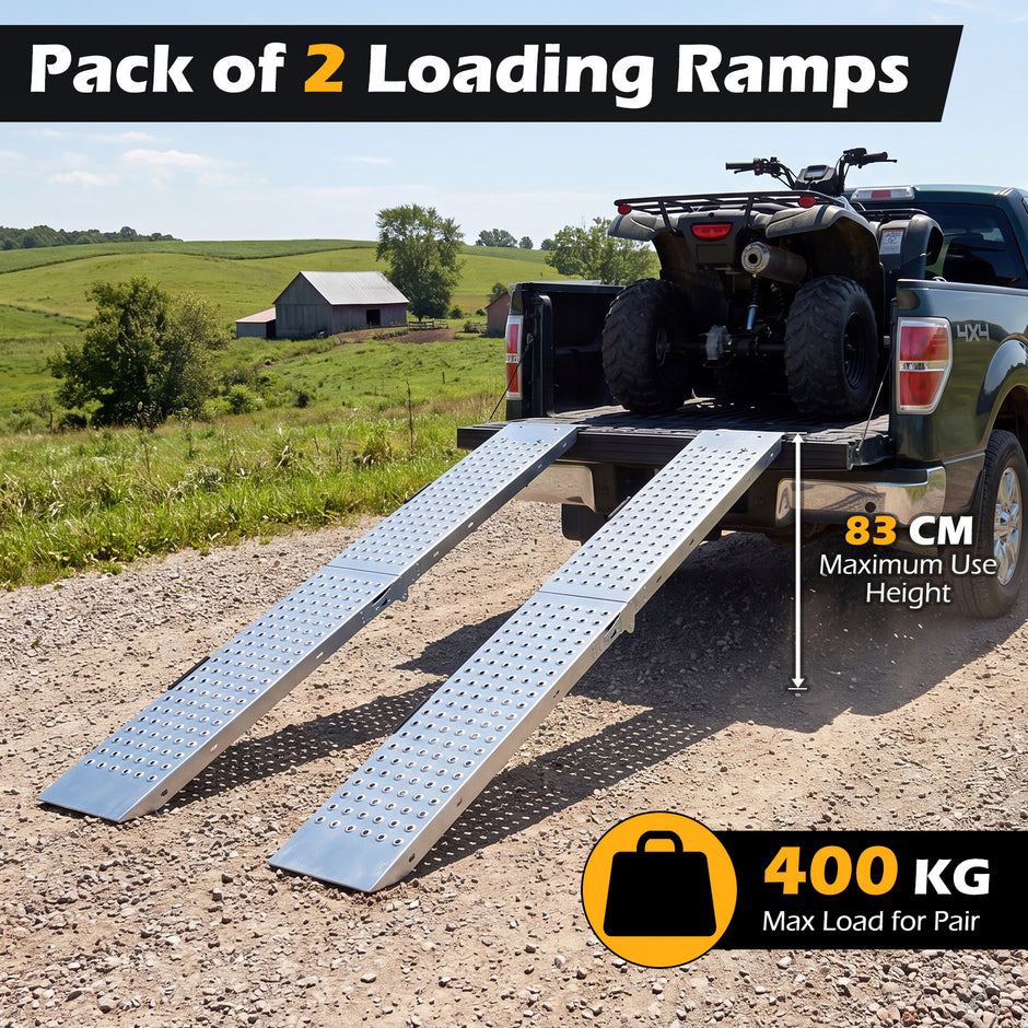 Hopfällbar – lätt lastramp i metall, stycken, som klarar upp till belastning – 2 400 kg 180 x 22,5 x 4,5 cm