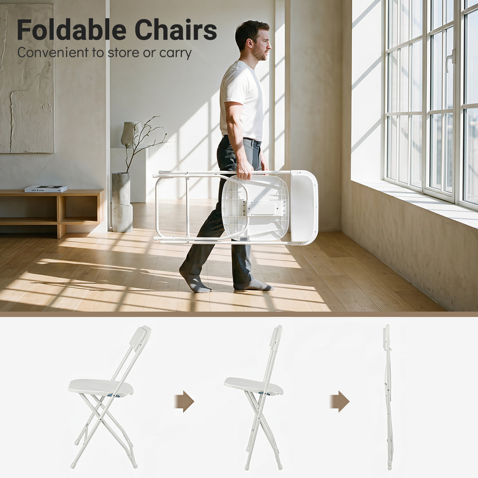 Hopfällbara – stolar pack, väderbeständiga med metallram som klarar upp till kg, i vitt – 4 150
