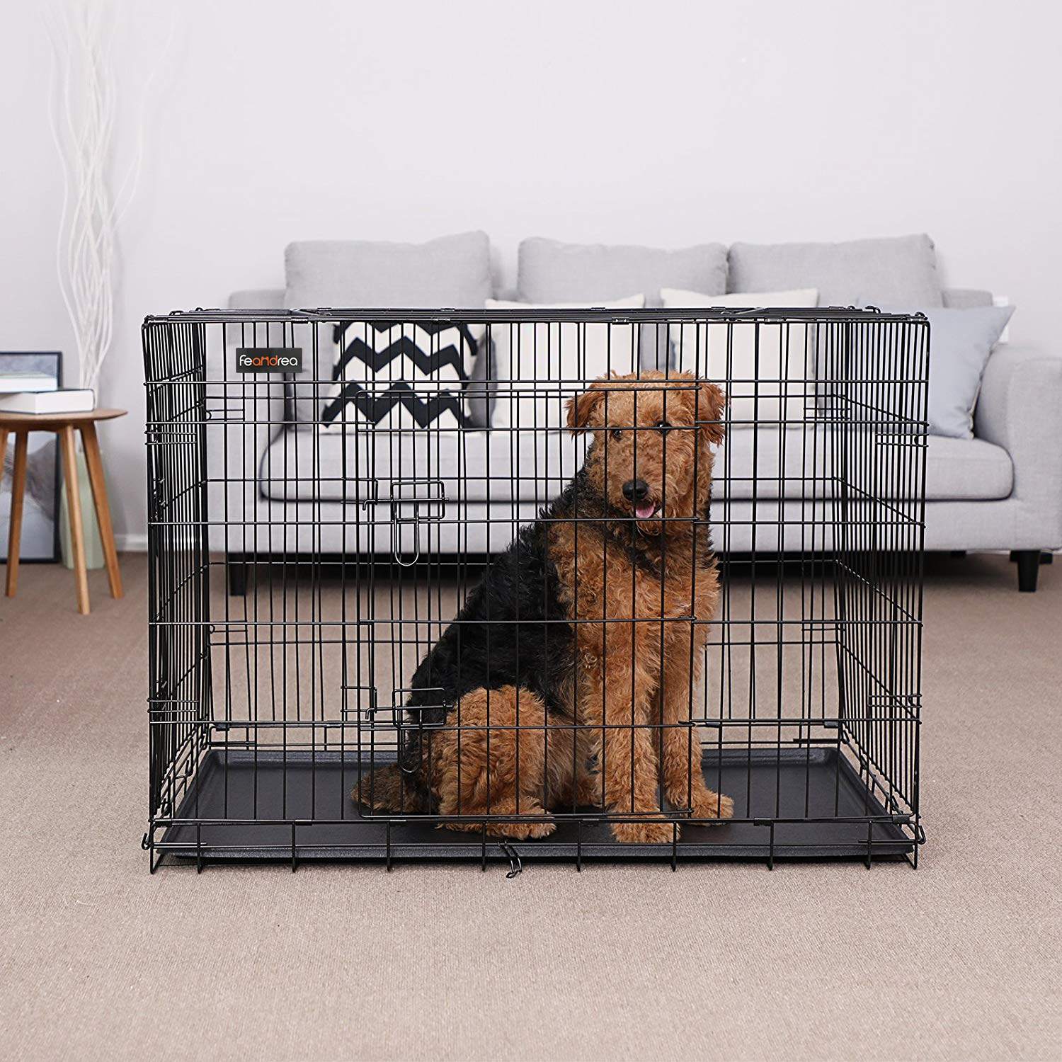 Hundbur - bänk - vikbar - svart